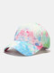 Unisex Cotton Topstitched Colorful Tie-dye Soft Top Adjustable Casual Sunshade Baseball Caps - Colorful
