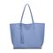 Women PU Leather Solid Casual Tassel Handbag Simple Shopping Shoulder Bag - Blue