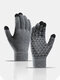 Unisex Knitted Plus Velvet Cold Proof Warmth Touch Screen Full-finger Gloves - Gray