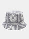 Unisex Cotton Print Summer Outdoor Sun Protection Sun Hat Double-sided Foldable Bucket Hat - White