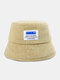 Unisex Washed Denim Letter Pattern Patch All-match Sunscreen Bucket Hat - Khaki