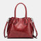 Women Large Capacity Oil Wax Handbag Crossbody Bag - Red
