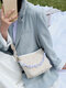 Women Travel Straw Daisy Handbag Crossbody Bag - Beige