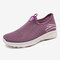 Women Big Size Running Mesh Comfy Breathable Outdoor Sneakers Casual Shoes - Purple