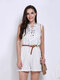 Women Lace-up Front Sleeveelss Jumpsuit - As Picture