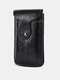 Men Artificial Leather Vintage Portable Belt Bag Button Design Durable Retro Waist Bag - Black