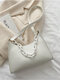 Women Fashion Faux Leather Chain Handbag Shoulder Bag - White