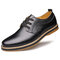 Men Pure Color Non Slip Wearable Soft Casual Leather Shoes  - Black