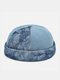 Unisex Polyester Cotton Chinese Style Ink Smudge Pattern Patchwork Vintagae Brimless Beanie Landlord Cap Skull Cap - Blue