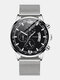 10 Colors Stainless Steel Alloy Men Business Watch Decorative Pointer Calendar Quartz Watch - Silver Band Silver Case Black Di