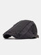 Men Made-old Cotton Color-match Patchwork Casual Sunscreen Beret Flat Caps - Black