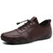 Men Genuine Leather Non Slip Soft Sole Casual Driving Shoes  - Dark brown