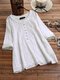 Vintage Jacquard Long Sleeve Button Tunic Blouse - White