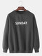 Mens Date Print 7 Color Simple Casual Loose Crew Neck Pullover Solid Sweatshirts - Grey