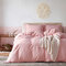 Luxury Concise Nordic Style Bedding Set Twin Queen King Size Quilt Cover Pillowcase - Pink
