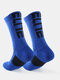 Men Cotton Contrast Color Letters Pattern Sports Socks Breathable Non-slip Socks - Blue