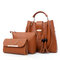 Women Three-piece Set Tassel Handbag Crossbody Bag - Brown