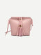 Women Tassel Detail Bucket Bag Crossbody Bag  - Pink