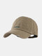 Unisex Cotton Solid Color Broken Hole Letter Embroidery Fashion All-match Baseball Cap - Khaki