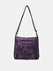 Women Vintage Faux Leather Multi-Compartments Waterproof Solid Color Crossbody Bag Shoulder Bag - Purple