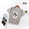 Korea Ins Strange Girl Cartoon Harajuku Bf Season New Loose Round Neck Short-sleeved T-shirt - Light Grey