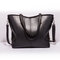Women Retro Oil Wax Tote Bag Large Capacity Handbag Solid Leisure Crossbody Bag - Black