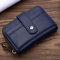Women Men Genuine Leather Small Wallet Card Holder Hasp Coin Bags  - Blue