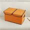 Large Size Non-woven Fabrics Clothes Storage Box Cotton Linen Cardboard Container - Orange