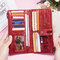 Women Genuine Leather High-end Long Wallet Double Zipper 12 Card Slot Phone Bag Solid Coin Purse - Red