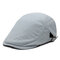 Men Women Retro Solid Cotton Linen Beret Hat Adjustable Casual Wild Forward Hat - Light Blue