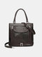 Vintage Genuine Leather Flap Low-layer Zipper Color Block Design Crossbody Bag Handbag - Coffee