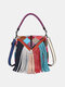 Women Genuine Leather Cow Leather Tassel Argyle Pattern Print Crossbody Bag Handbag - Colorful
