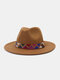 JASSY Men's Felt Fashion Outdoor Casual Sunshade Flat Brim Hat Fedora Hat Bucket Hat - #04