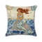Cartoon Mermaid Printed Cotton Linen Square Cushion Cover House Sofa Car Decor Pillowcase - #4