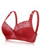 Sexy Lace Push Up Full Coverage Lightly Lined Bras - Wine Red
