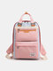 Women Nylon Fashion Large Capacity Waterproof Color Matching Backpack - Pink