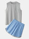 Men Cozy Breathable Loungewear Sets Gray Tank Tops&Loose Shorts Boxer Shorts - Gray