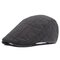 Men Women Cotton Casual Grid Beret Cap Newsboy Adjustable Beret Hat - Black
