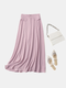 Casual Solid Color Zip Front Plus Size High Waist Skirt for Women - Pink