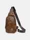 Menico Men Artificial Leather Vintage Outdoor Casual Waterproof One Shoulder Messenger Bag Chest Bag - Brown