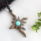 Ethnic Handmade Wooden Geometric Pendant Necklace Retro Long Sweater Chain Necklace - 20