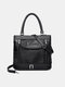 Vintage Genuine Leather Flap Low-layer Zipper Color Block Design Crossbody Bag Handbag - Black