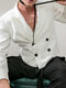Mens Double Breasted Loose Long Sleeve Blazer - White