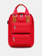 حقيبة ظهر كاجوال مضادة للسرقة للنساء Nylon كبيرة سعة مريحة USB مدخل - أحمر
