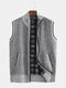 Mens Wool Blends Fleece Lined Slim Fit Sleeveless Casual Wool Vests - Light Grey