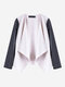 Women Casual Leather Stitching Long Sleeve Cardigan - Beige