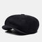 Unisex British Retro Beret Caps Corduroy Cap Painter Hat Octagonal Cap - Black