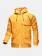 Mens Zip Front Relaxed Fit Drawstring Hooded Jackets With Flap Pockets - Yellow