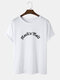 Mens 100% Cotton Letter Graphics Casual Short Sleeve T-Shirt - White