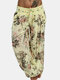 Tie Waist Floral Print Wide Leg Loose Pants For Women - Yellow